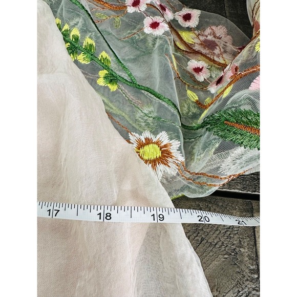 FLORA ASHLEY Womens S Pale Pink NWT Off-Shoulder Blouse Embroidered Bell Sleeves - Picture 10 of 11